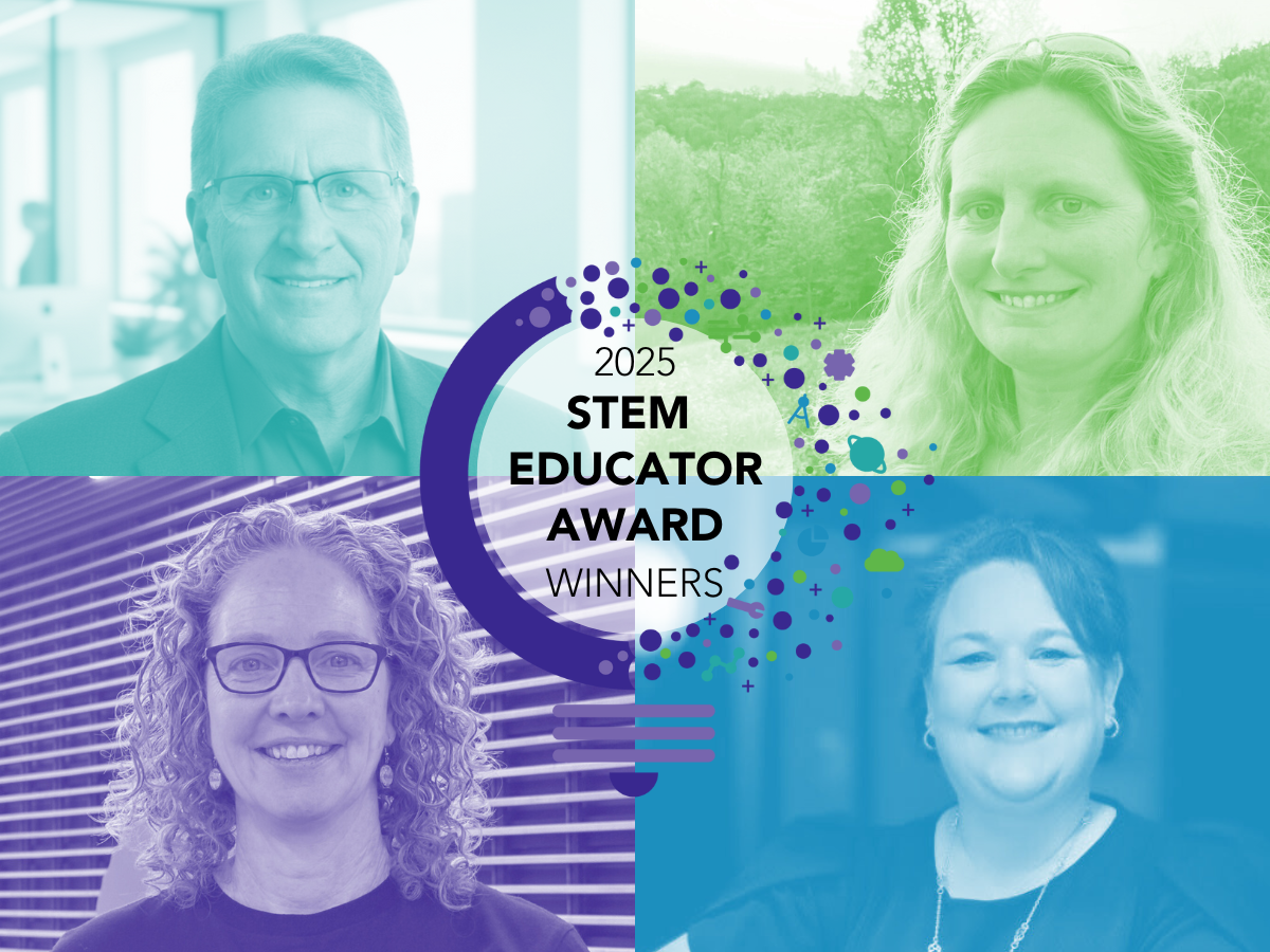 Meet the 2025 STEM Educator Award Winners Colorful collage of the four 2025 STEM Educator Award winners