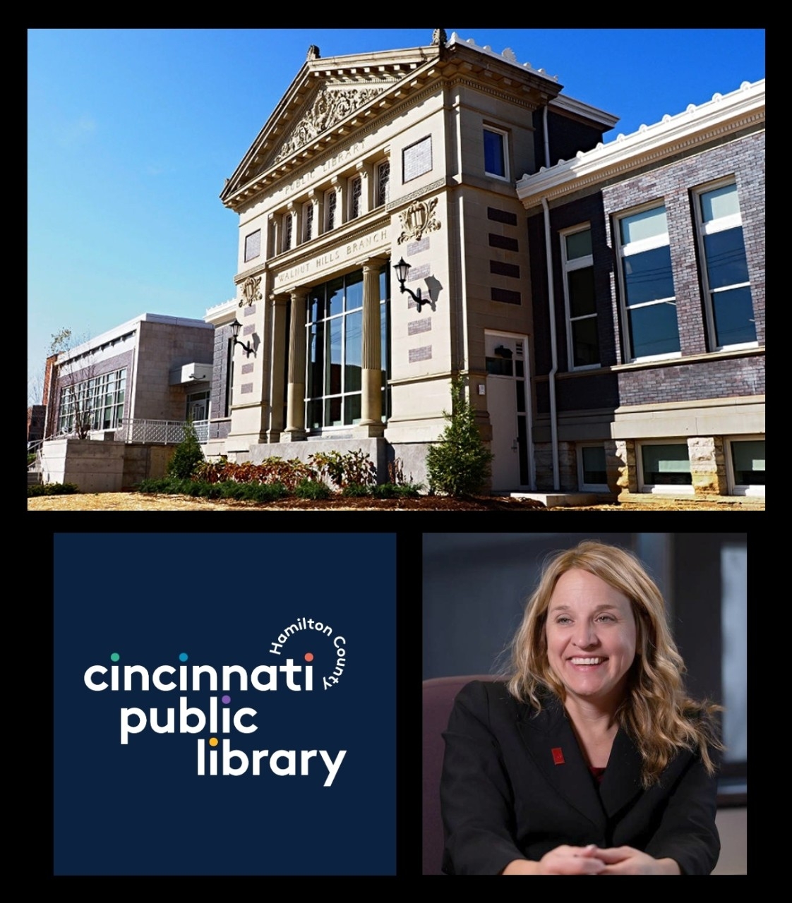Paula Brehm-Heeger and front of library
