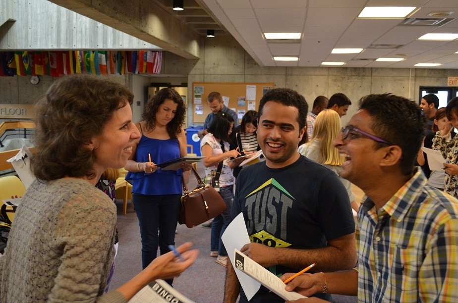 Representative speaking to international students
