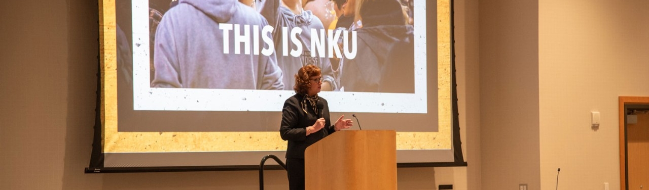 Cady Short-Thompson speaking to a crowd