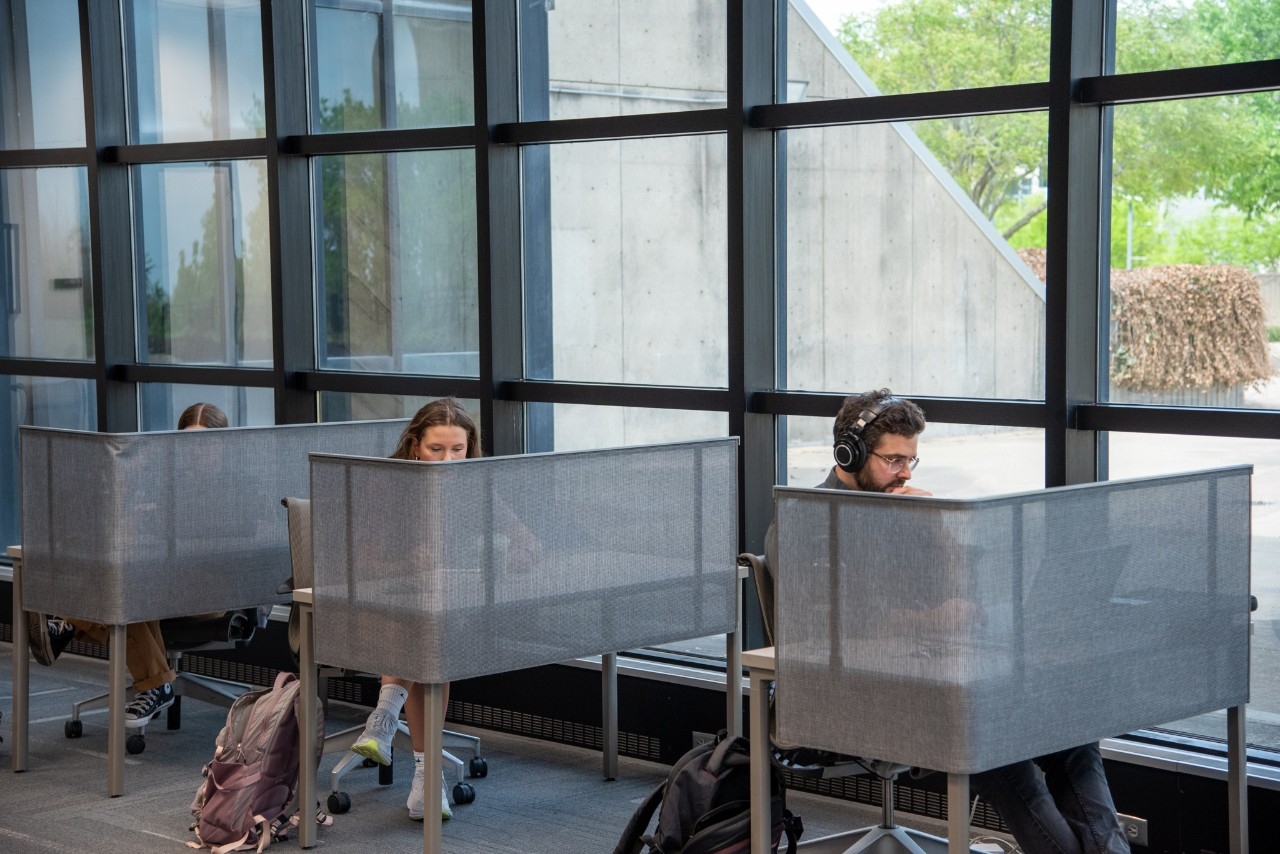 Students study in the W. Frank Steely Library on NKU's campus.