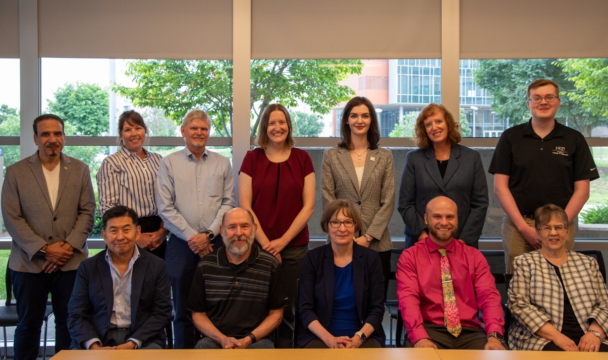 Representative from NKU, including President Cady Short-Thompson and COAS Dean Dr. Bethany Bowling, meet with LifeSciKY leadership to sign partnership memorandum.