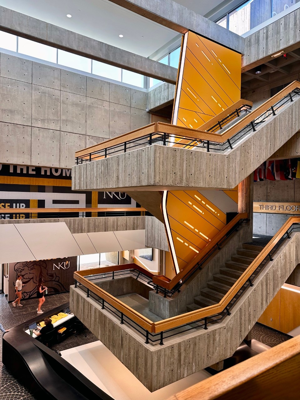 Staircase featured in the newly renovated Welcome Center inside NKU's University Center.